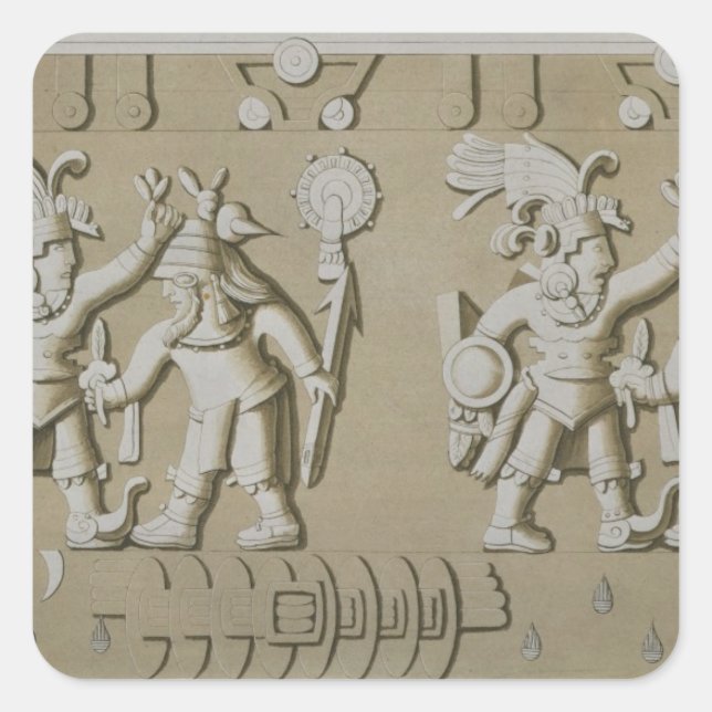 Pegatina Cuadrada Socorro a los antiguos guerreros aztecas, de The S (Anverso)