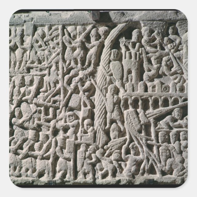 Pegatina Cuadrada Socorro que representa el asedio de Carcasona (Anverso)