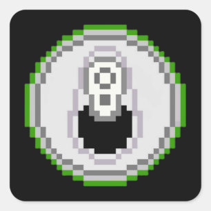 Pegatina Cuadrada Soda Pop Can Pixel Art - Verde