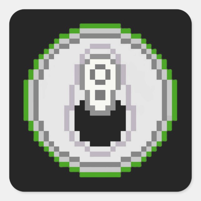 Pegatina Cuadrada Soda Pop Can Pixel Art - Verde (Anverso)