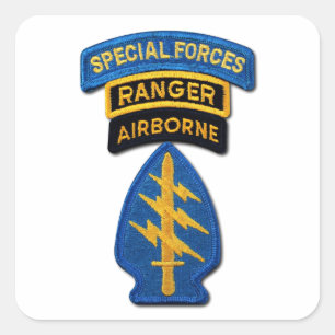 Pegatina Cuadrada SOF SFG SOC de las boinas verdes SF del grupo de