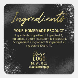 Pegatina Cuadrada Sofisticadas etiquetas de ingredientes de Relieve 