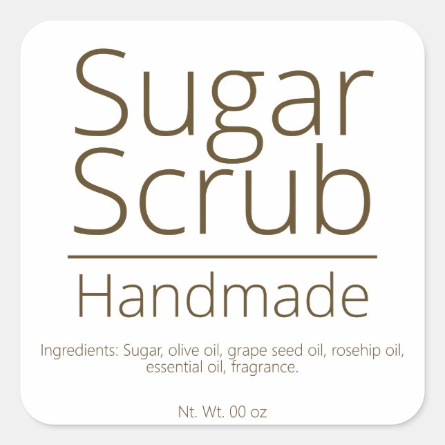 Pegatina Cuadrada Sofisticado hobby de negocios de sugar Scrub (Anverso)