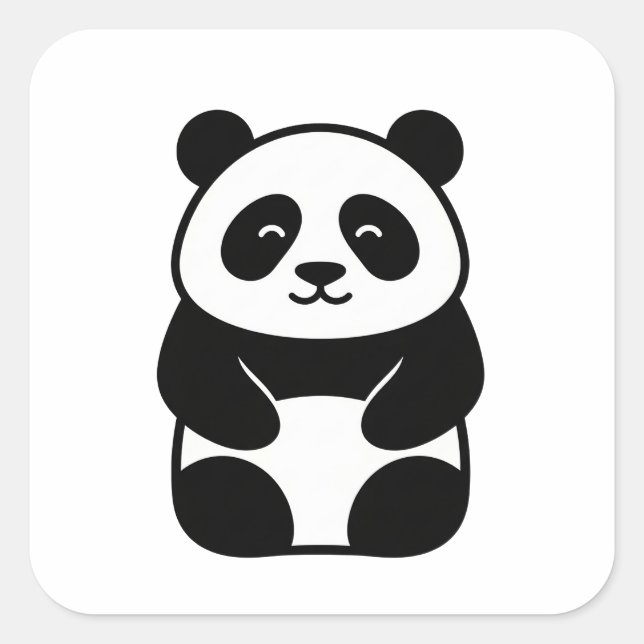 Pegatina Cuadrada Soft Minimal Panda Illustration (Anverso)