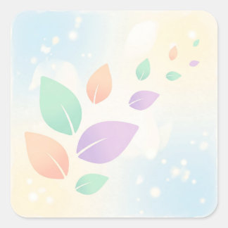 Pegatina Cuadrada Soft Pastel Abstract Floating Leaves