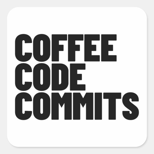 Pegatina Cuadrada Software Engineer Life - Coffee Code Commits Devel (Anverso)