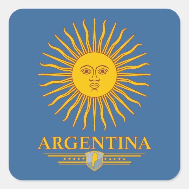 Pegatina Cuadrada "Sol argentino" (Anverso)