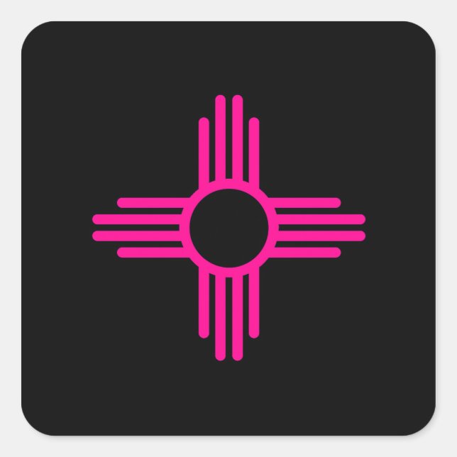 Pegatina Cuadrada Sol de Zia de Nuevo México  (Anverso)