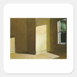 Pegatina Cuadrada Sol en una habitación vacía - Edward Hopper