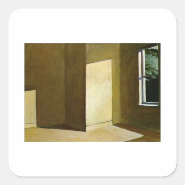 Pegatina Cuadrada Sol en una habitación vacía - Edward Hopper (Anverso)