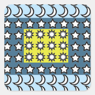 Pegatina Cuadrada Sol, luna y estrellas