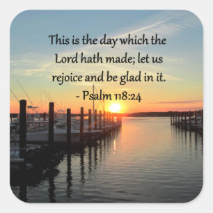 PEGATINA CUADRADA SOL SERENE PSALM 118:24 SOL SOBRE EL LAGO