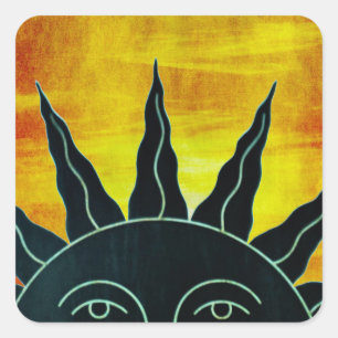 Pegatina Cuadrada Sol sonriente