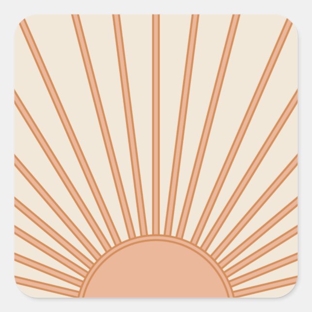 Pegatina Cuadrada Sol Sunrise Earth Tones Terracotta Retro Sunshine (Anverso)