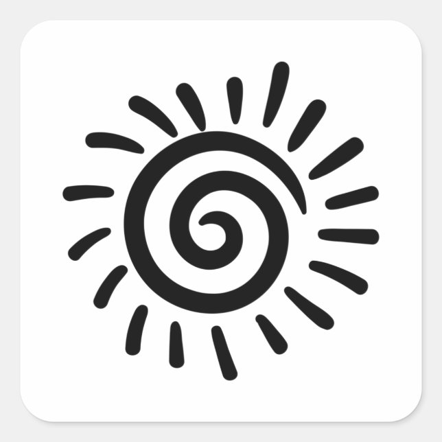 Pegatina Cuadrada Sol tribal (Anverso)
