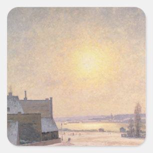 Pegatina Cuadrada Sol y nieve, escena de Estocolmo