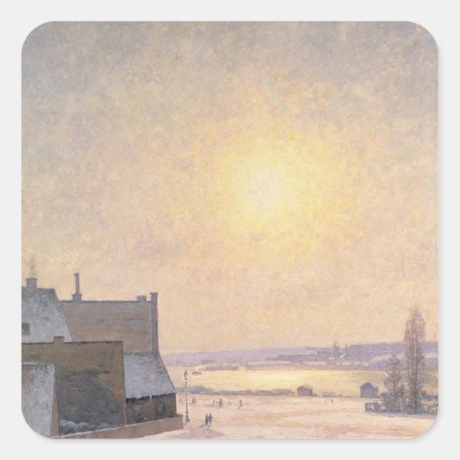 Pegatina Cuadrada Sol y nieve, escena de Estocolmo (Anverso)