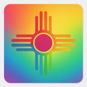 Pegatina Cuadrada Sol Zia de Nuevo México