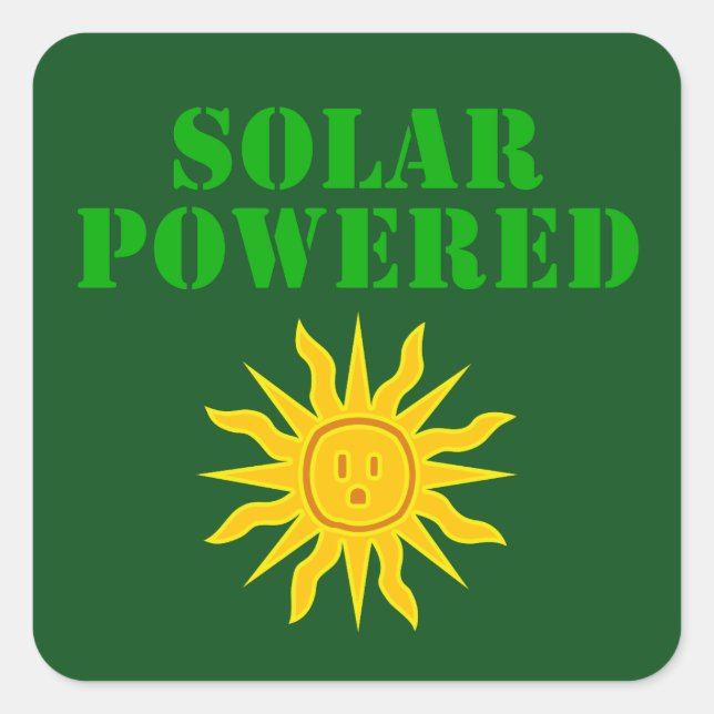 Pegatina Cuadrada Solar Powered (Anverso)