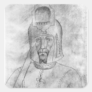 Pegatina Cuadrada Soldado con casco vigiliado