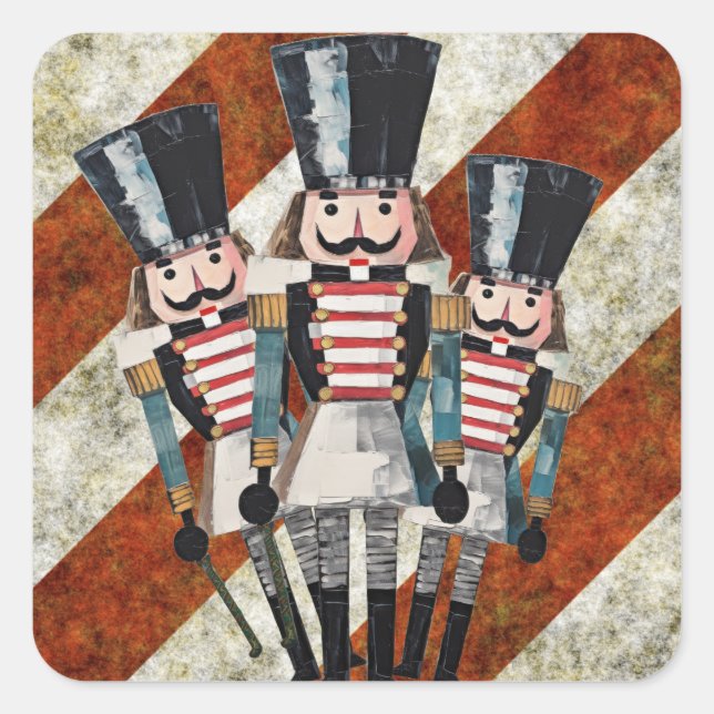 Pegatina Cuadrada Soldados cazadores de desnudos (Anverso)