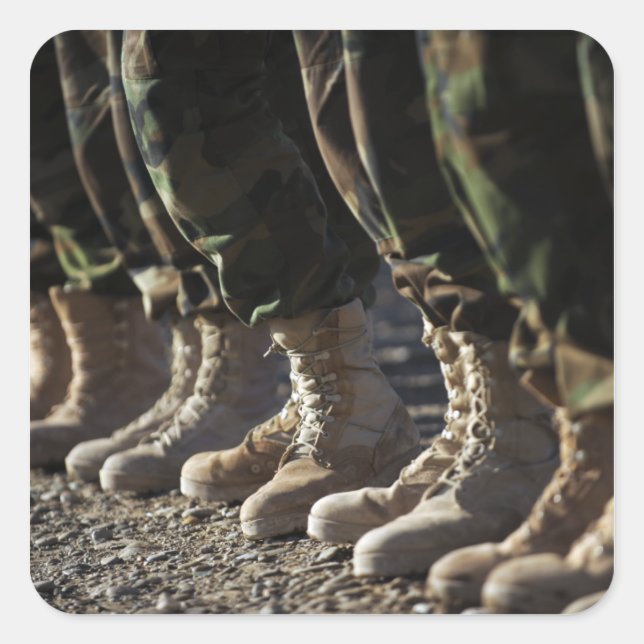 Pegatina Cuadrada Soldados del Cuerpo Aéreo del Ejército Nacional Af (Anverso)