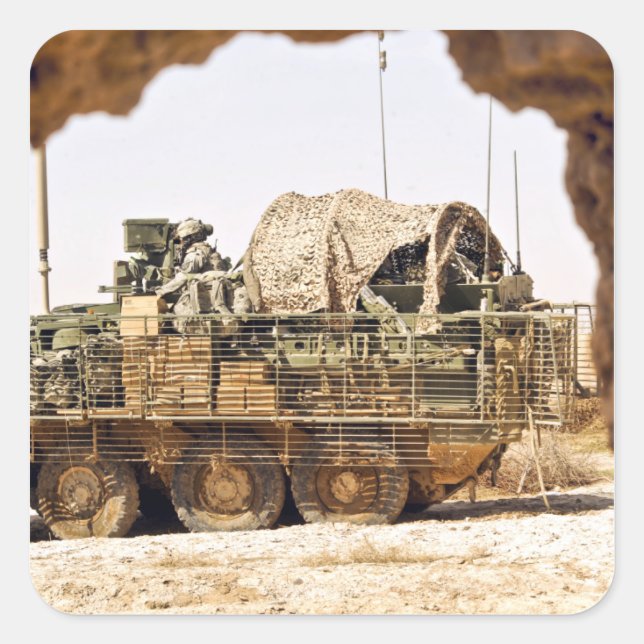 Pegatina Cuadrada Soldados estadounidenses realizan patrulla de comb (Anverso)