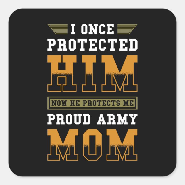 Pegatina Cuadrada Soldiers Mom Proud Army Mom (Anverso)