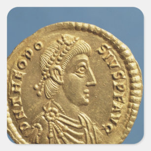 Pegatina Cuadrada Sólidos de Teodosio I el Grande, drapados