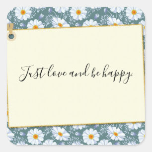 Pegatina Cuadrada Solo amor y felicidad