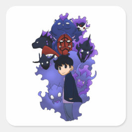 Pegatina Cuadrada Solo leveling inspired chibi