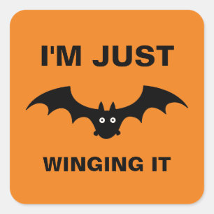 Pegatina Cuadrada Solo lo estoy despidiendo, divertida familia Hallo