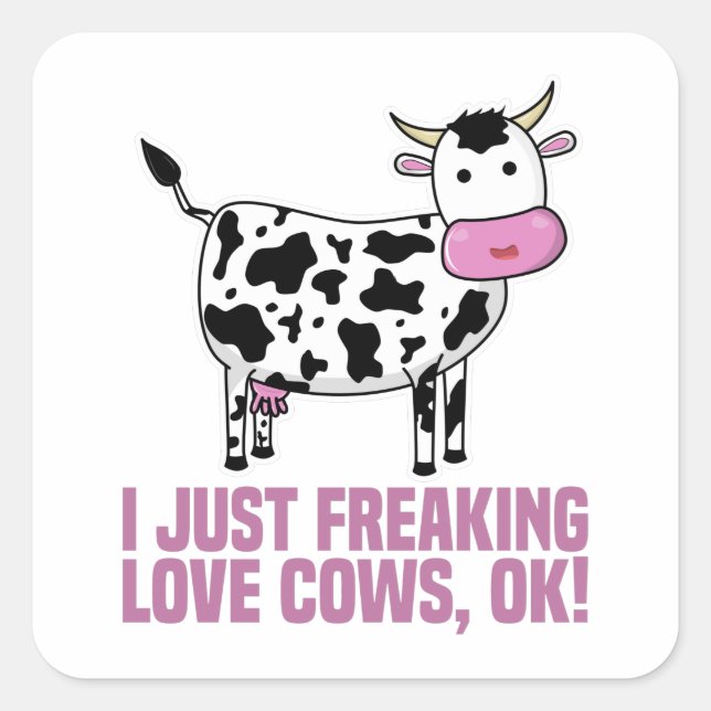Pegatina Cuadrada Sólo Me Encantan Las Vacas De Amor, ¡Ok! Camiseta (Anverso)