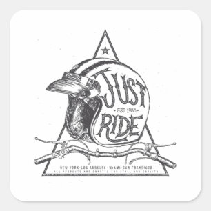 Pegatina Cuadrada Solo monta casco con barra de manijas y bufanda