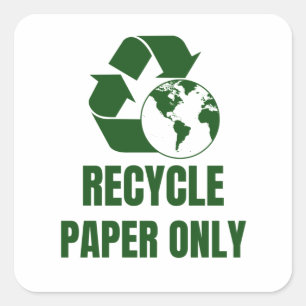 Pegatina Cuadrada Sólo papel de reciclaje