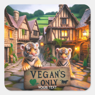 Pegatina Cuadrada Sólo se permiten las fantasías de los vegans