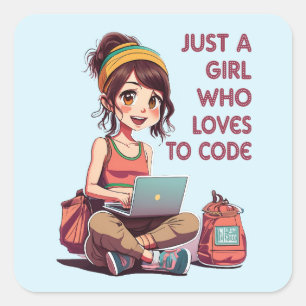 Pegatina Cuadrada Sólo un Chica al que le encanta la codificación