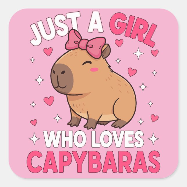Pegatina Cuadrada Sólo un Chica que ama a Capybaras (Anverso)