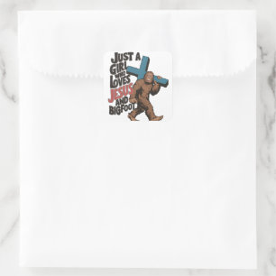 Pegatina Cuadrada Solo un Chica que ama a Jesús y a los pies de pata