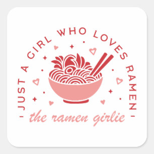 Pegatina Cuadrada Solo un chica que ama a la chica kawaii con fideos