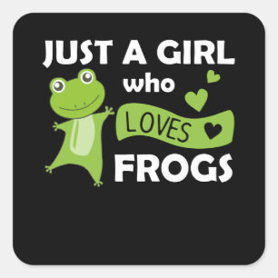 Pegatina Cuadrada Solo un Chica que ama a las ranas de dulce rana