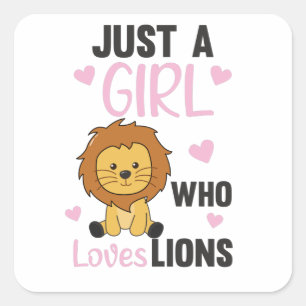 Pegatina Cuadrada Solo un Chica que ama a los leones como un gato gr