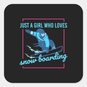 Pegatina Cuadrada Sólo un Chica que ama el Snowboard