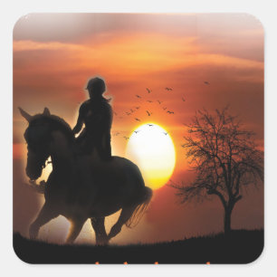 Pegatina Cuadrada solo un chica que ama los caballos
