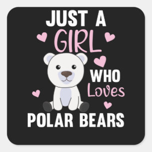Pegatina Cuadrada Sólo un Chica que ama los osos polares - Polar lin