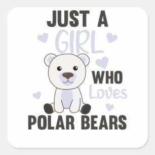 Pegatina Cuadrada Sólo un Chica que ama los osos polares - Polar lin