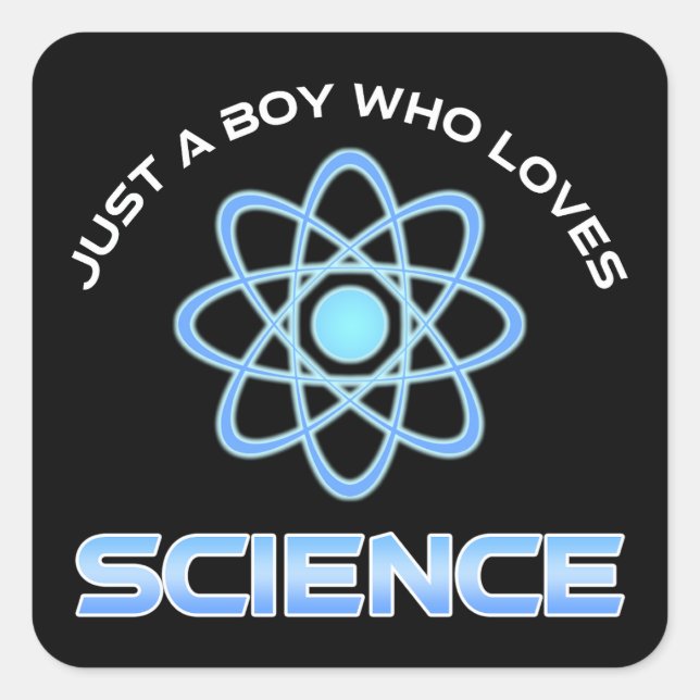 Pegatina Cuadrada Solo un chico que ama la ciencia (Anverso)