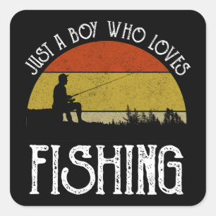 Pegatina Cuadrada Solo Un Niño Que Ama La Pesca