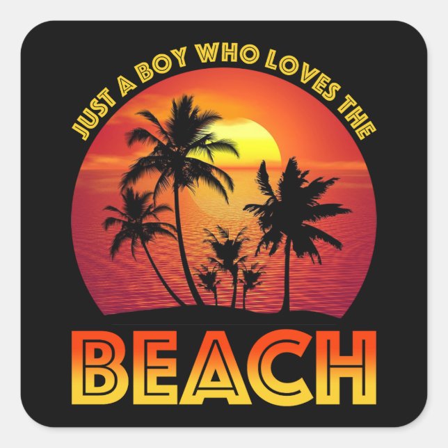 Pegatina Cuadrada Solo Un Niño Que Ama La Playa (Anverso)