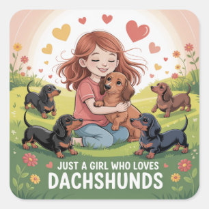 Pegatina Cuadrada Solo Una Chica Que Ama A Los Dachshunds
